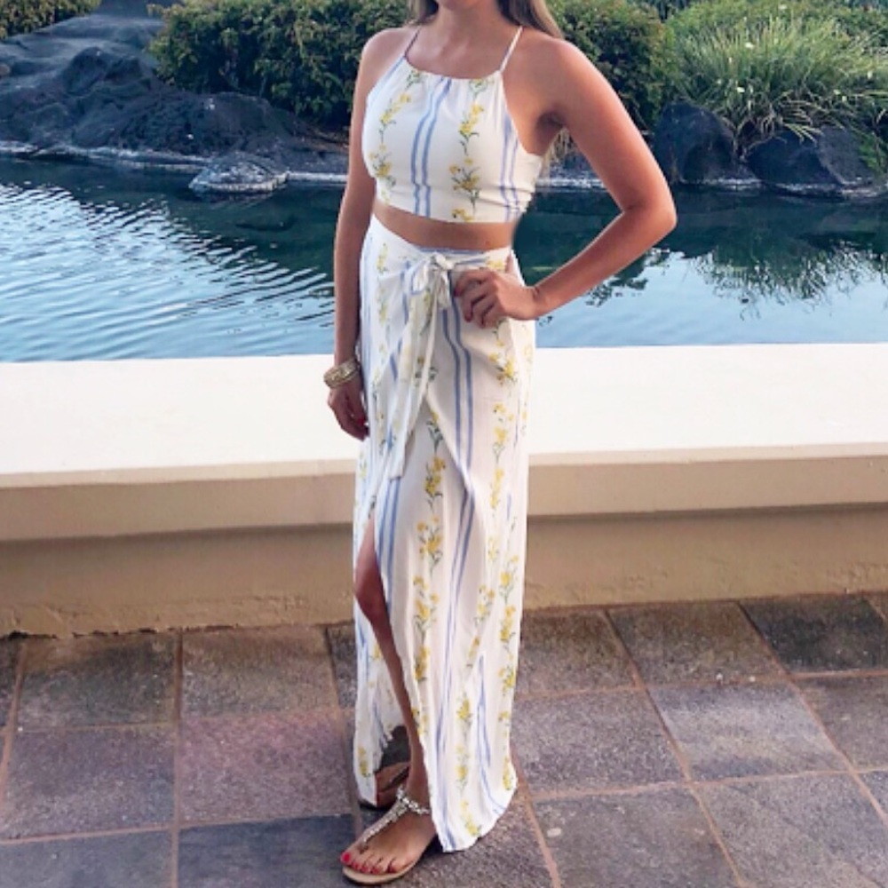 Forever 21 Matching Two Piece Crop Top Maxi Skirt